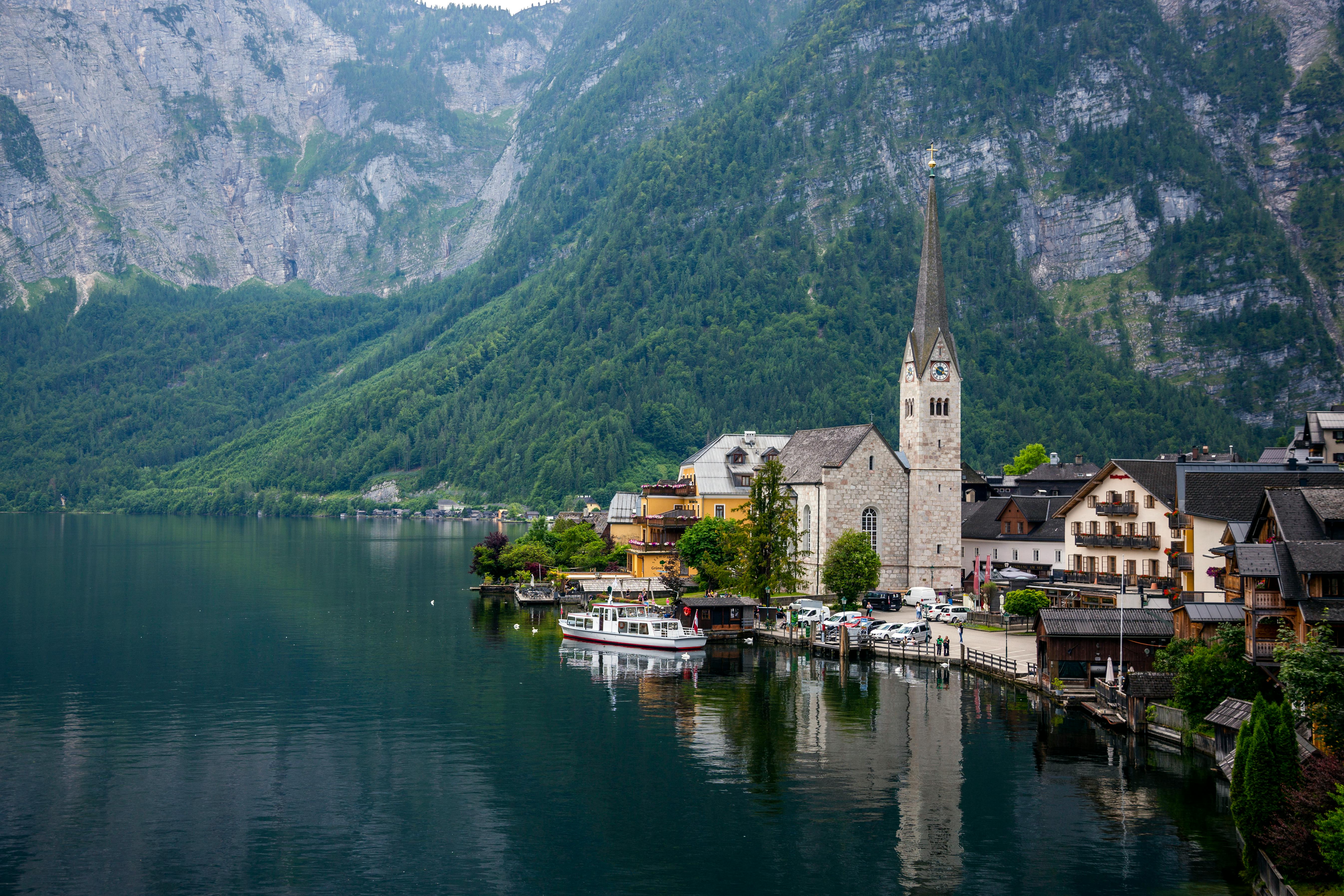 First view of Hallstatt from the lake