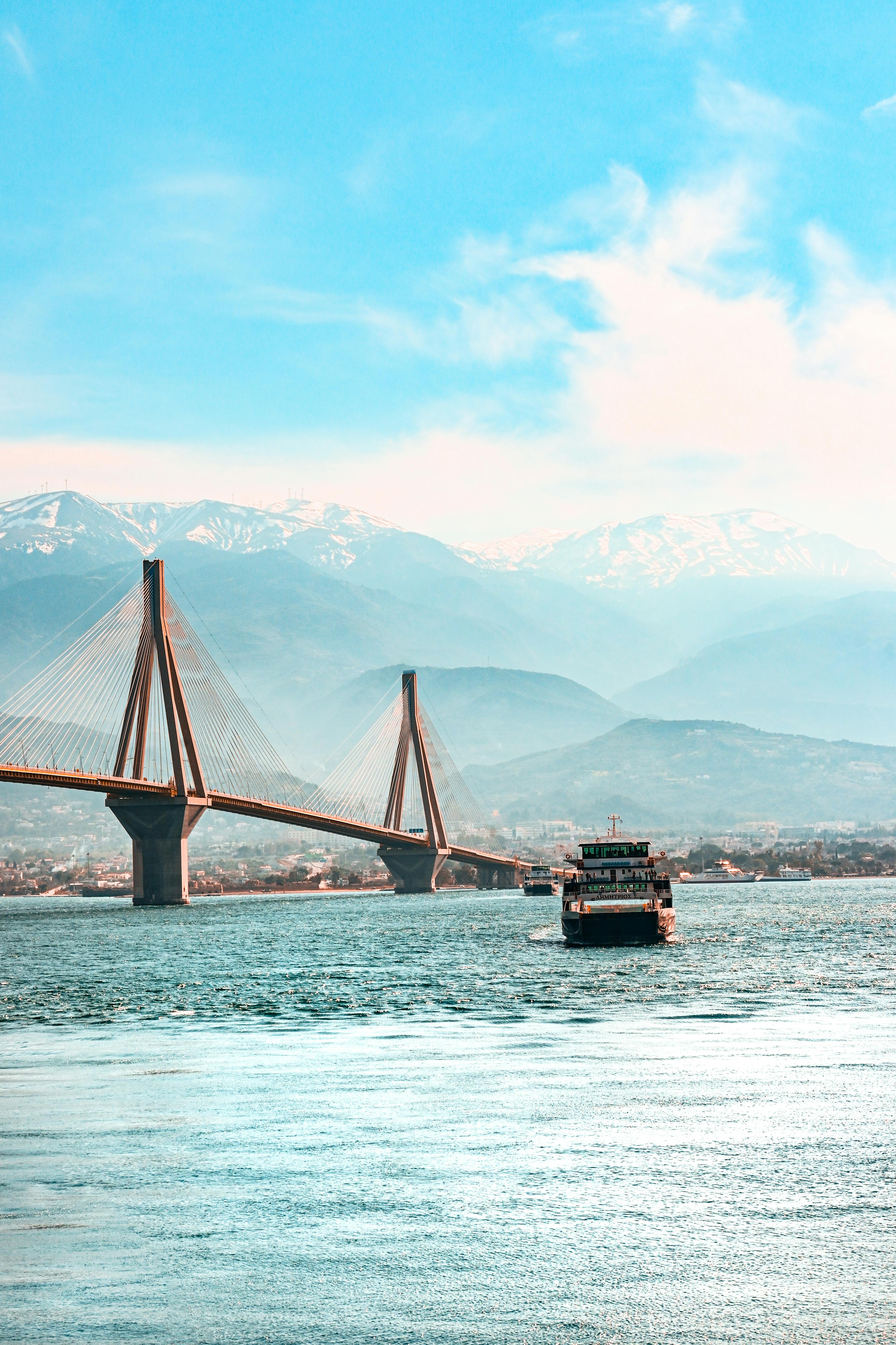 Harbor views and ferry traffic in Patras