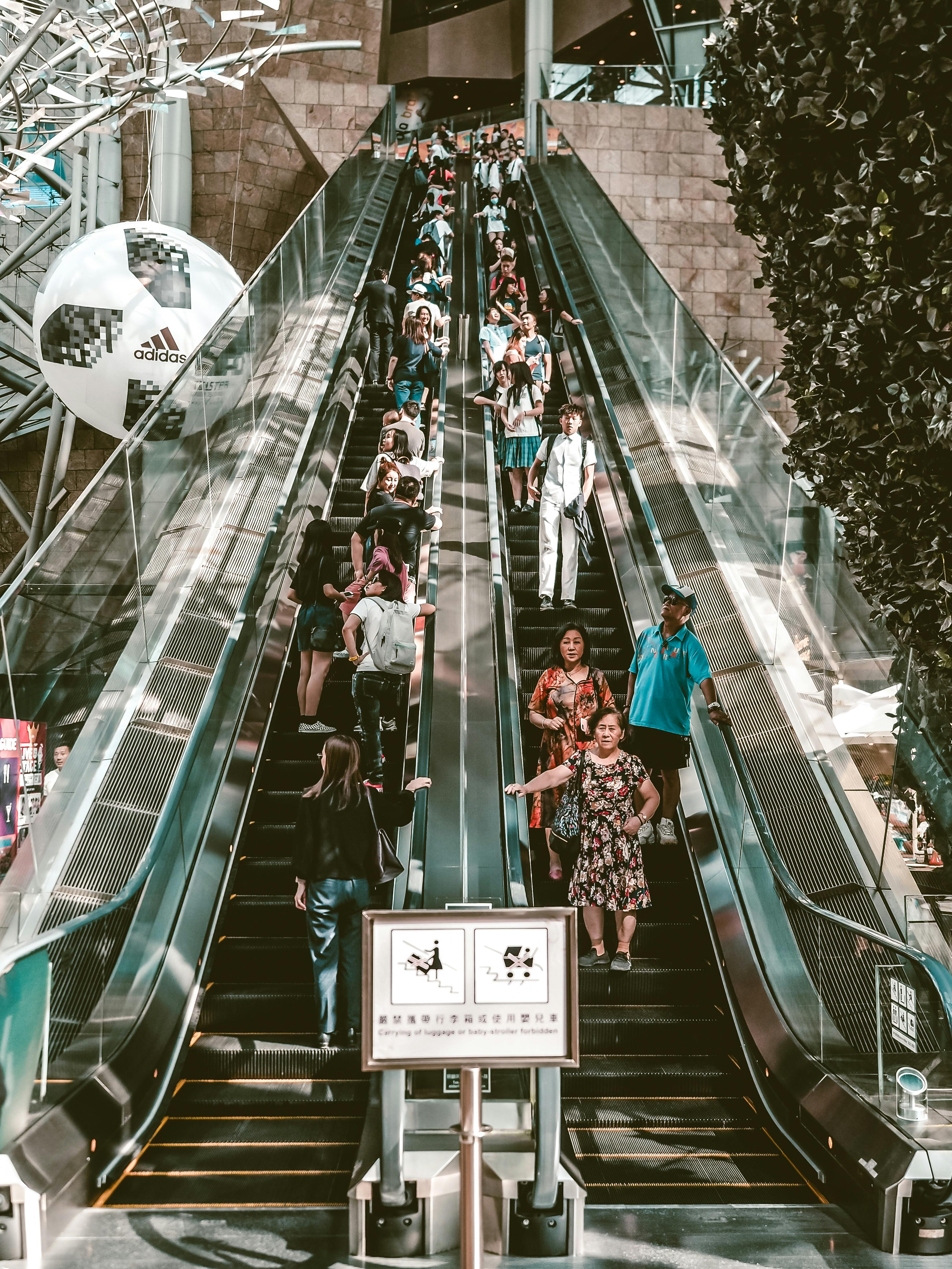 Mid-Levels escalator in the morning